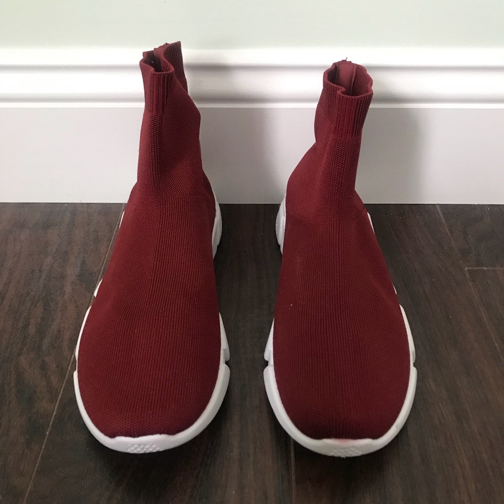 ❌SOLD❌BAMBOO Slip Sock Sneakers Burgundy Sz 7.5 - Picture 2 of 5